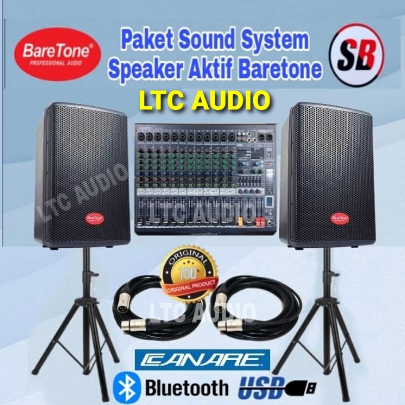 PAKET SOUND SPEAKER BARETONE AKTIF MAX 10HD+MIXER SOUNDBEST 12 CHANNELL/ PAKET SOUND BARETONE 10 INC