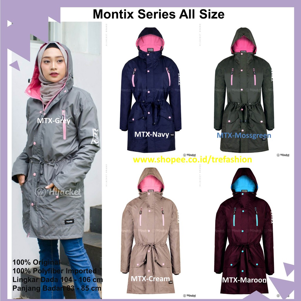 Jaket Hijaber Muslimah Hijacket Montix Original All Size Jaket Hijaber Muslimah Hijacket Montix Original All Size