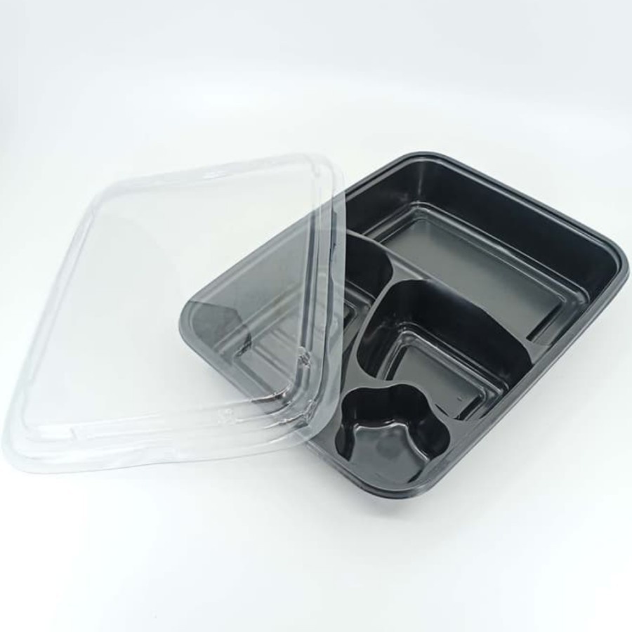 Jual Kemasan Kotak Bento Sekat Tray Catering Box Bekal Plastik Hitam