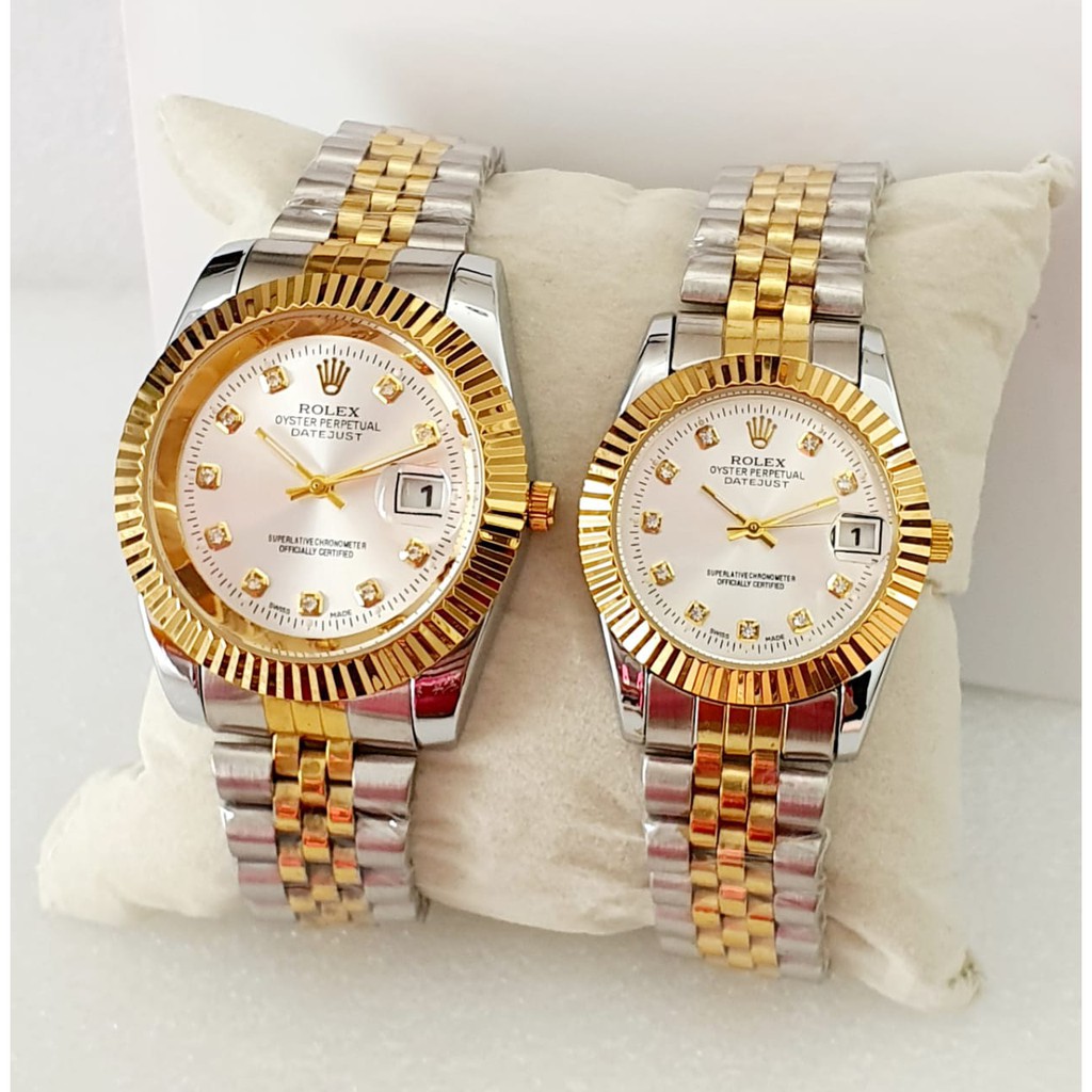 JAM TANGAN COUPLE PASANGAN SEPASANG PRIA WANITA COWOK CEWEK  RANTAI ROLEX KEREN MURAH