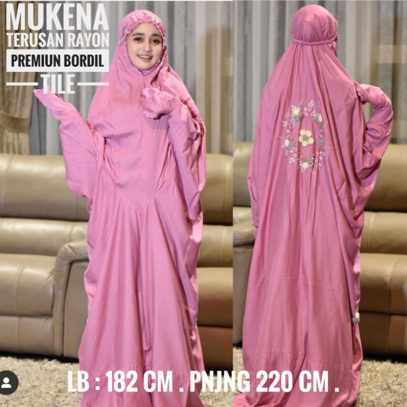 Mukena Terusan Rayon Tile / Bordir Tile Dewasa