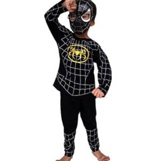 Setelan Baju Kostum Spiderman Hitam Anak Laki Laki Umur 1 - 11 Tahun Baju Anak Spidermen Venom KE7