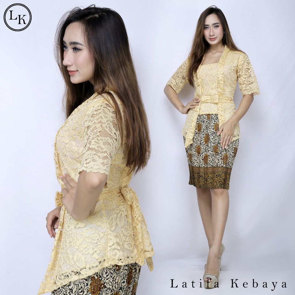 Set Kutubaru Pita Lengan Pendek Brukat Fashion Kebaya new