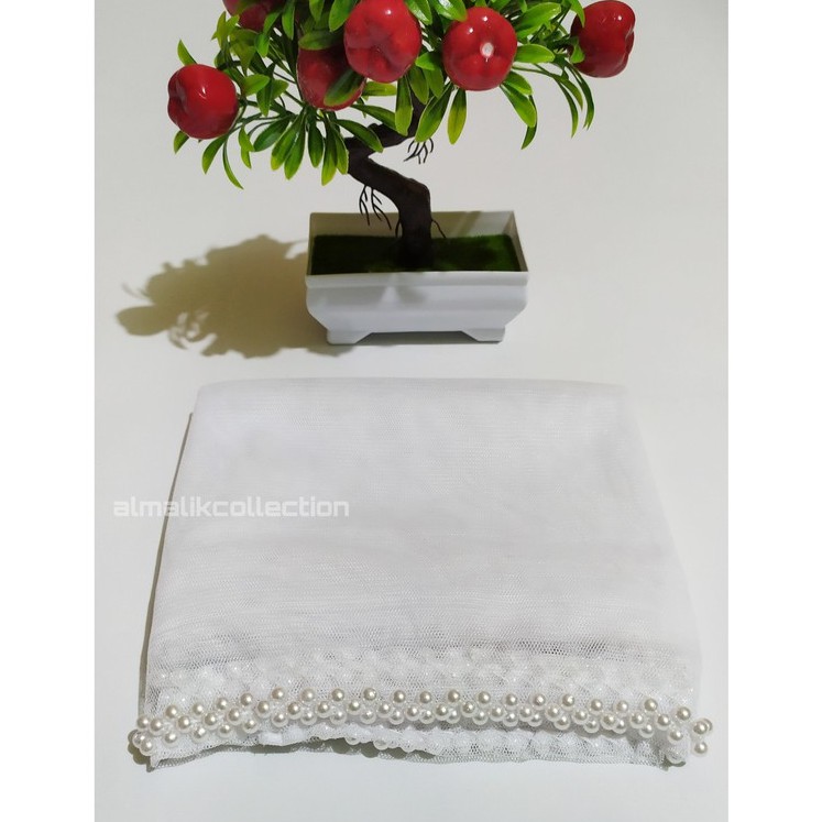 slayer pengantin / hijab pengantin / veil pengantin / selendang pengantin-putih