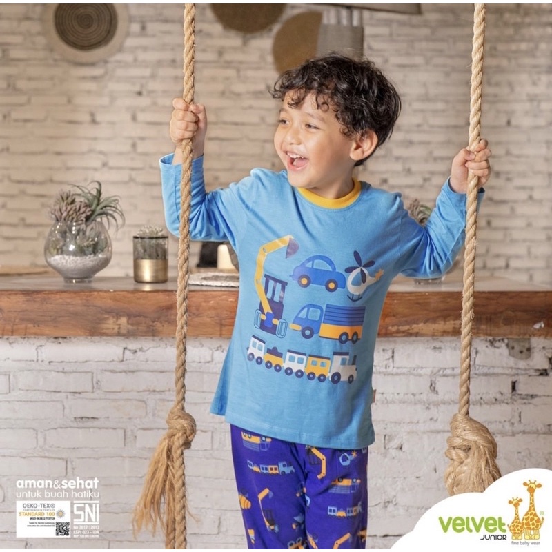 Velvet Junior Bamboo Cotton Pajamas- Boy &amp; Girl Series 1 pack isi 1 setel