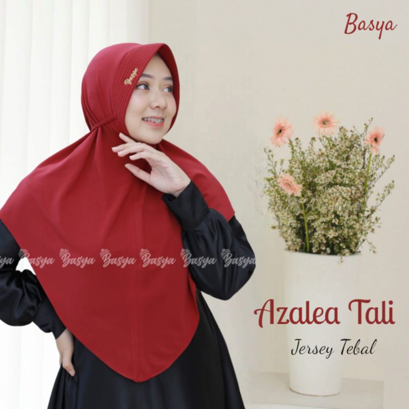 (Basya Hijab) AZALEA TALI •hijab instan jersey super tebal•kerudung instan tali polos