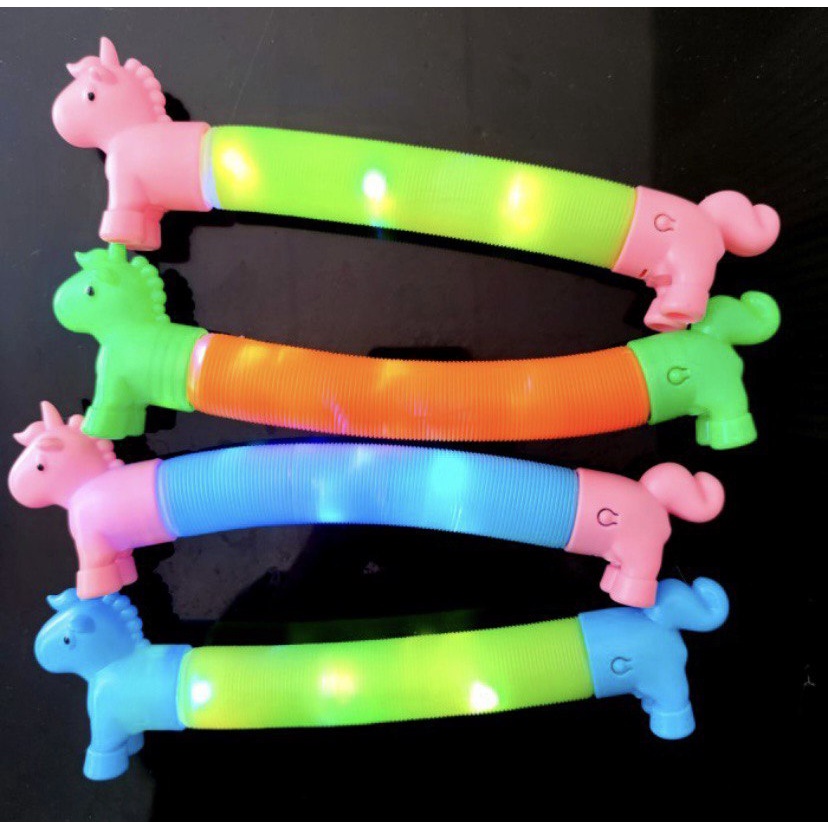 Pop Tube Unicorn LED Tubes Nyala Mainan Anak Tabung Fidget Toy Toys Stress Relief Relieve Pop It Its Squishy Squeeze Edukasi New