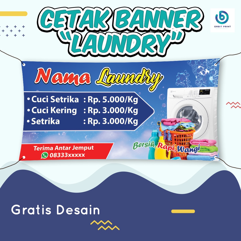 CETAK SPANDUK / BANNER LAUNDRY FREE DESAIN