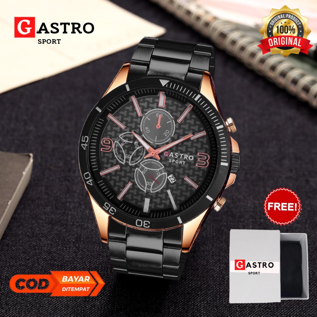 Jam Tangan Laki-Laki Fashion Korea Quartz Men Watch Analog Stainless Gastro Sport