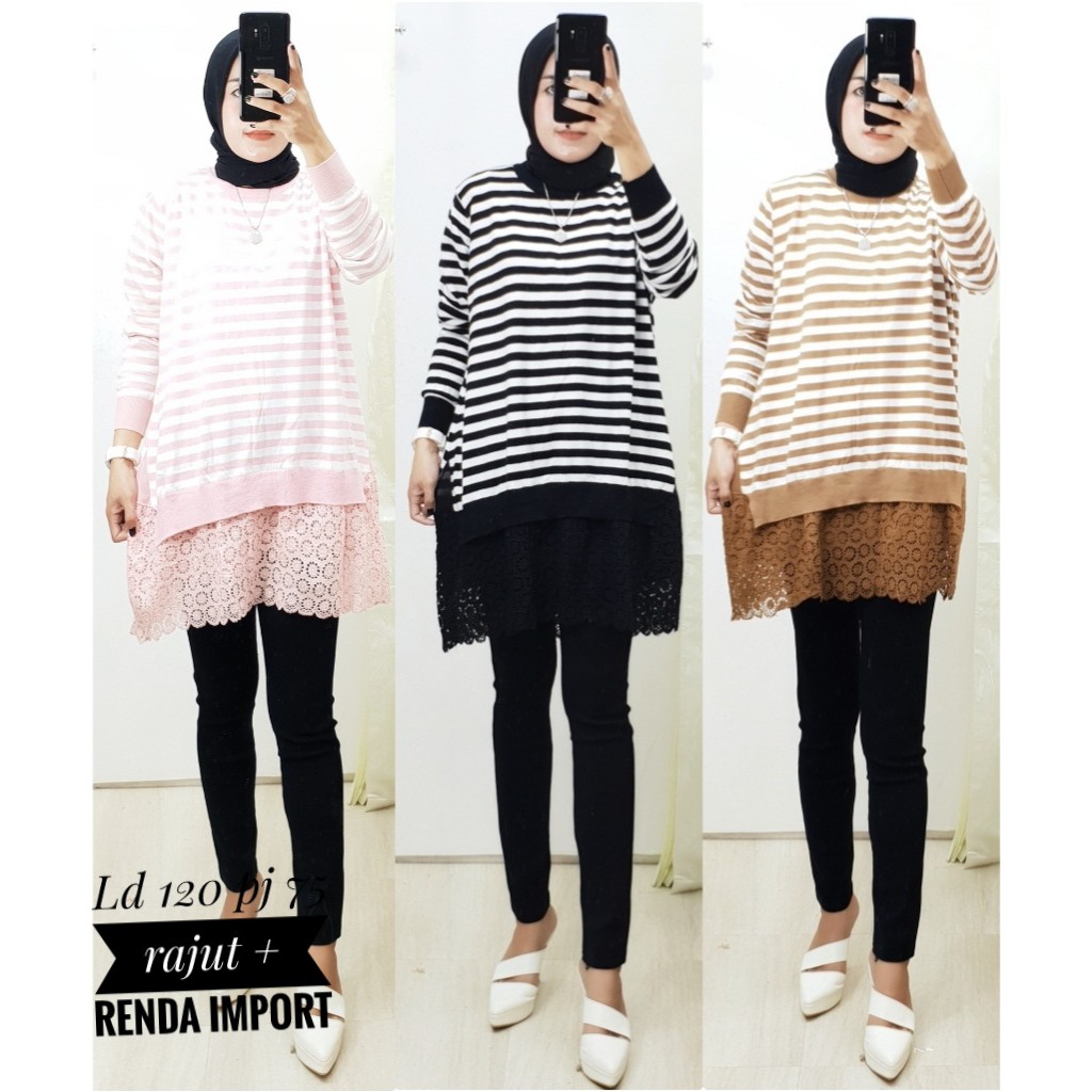 ATASAN RAJUT MIX RENDA IMPORT