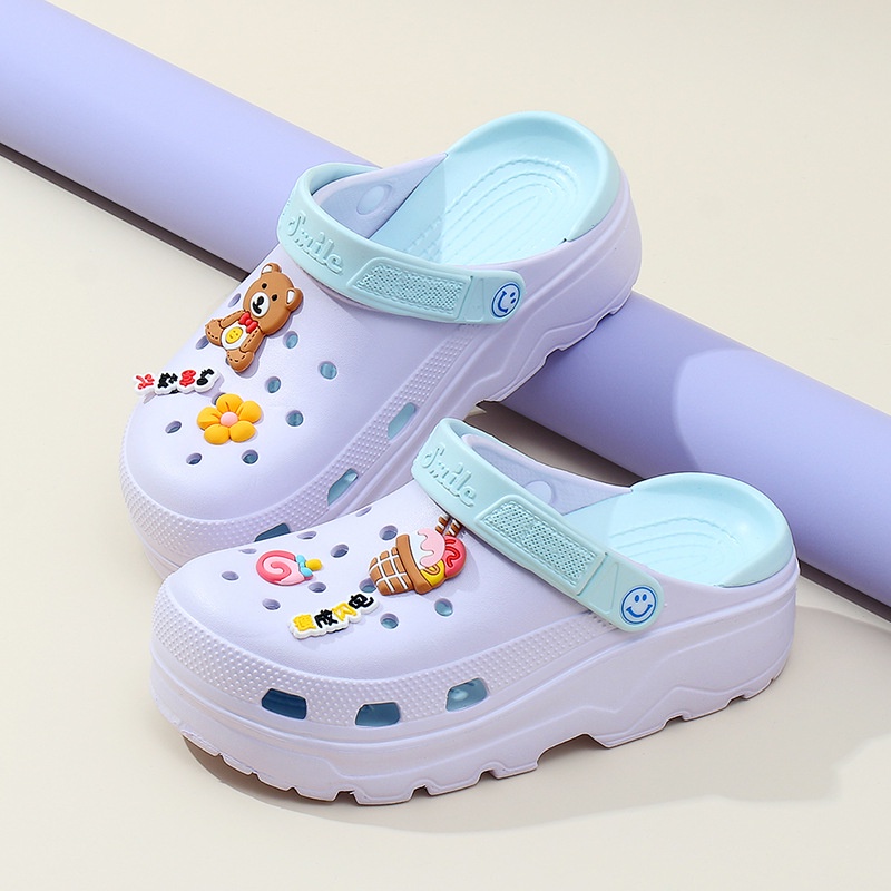 Sandal Crocs Praktek Dokter Lobang Kodok Medis Suster Operasi Karet ANTI SLIP Korea Slip on Slop Flip Flop Flat Casual Kasual Biasa Simple Sendal Eva Smile SML