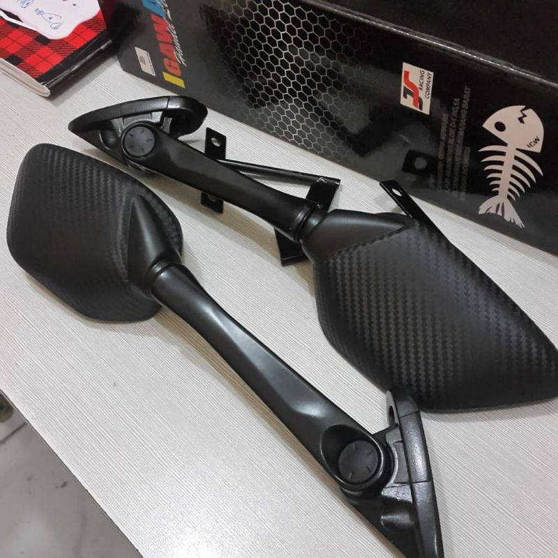 kaca spion model Yamaha R25 gagang panjang kaca biru