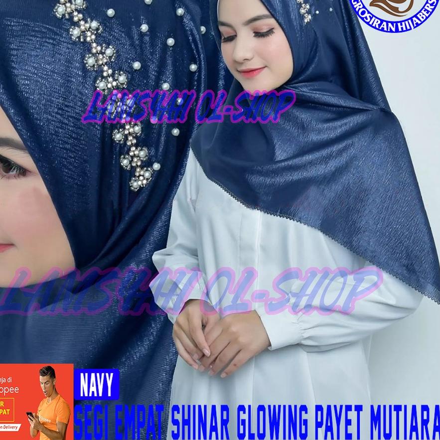 ♦ HIJAB SEGI EMPAT SHINAR PAYET MUTIARA/ KERUDUNG PESTA SHINAR PAYET MUTIARA / JILBAB SEGI EMPAT SHI