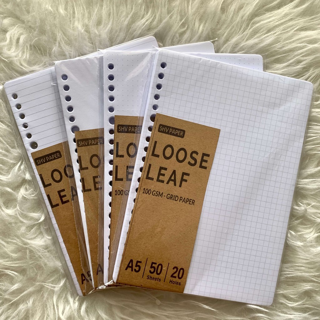 

[SHV] Loose Leaf A5 HVS 100gsm/ 80gsm - Grid Dot Lined Blank (Kertas isi/ refill binder kotak titik garis polos)