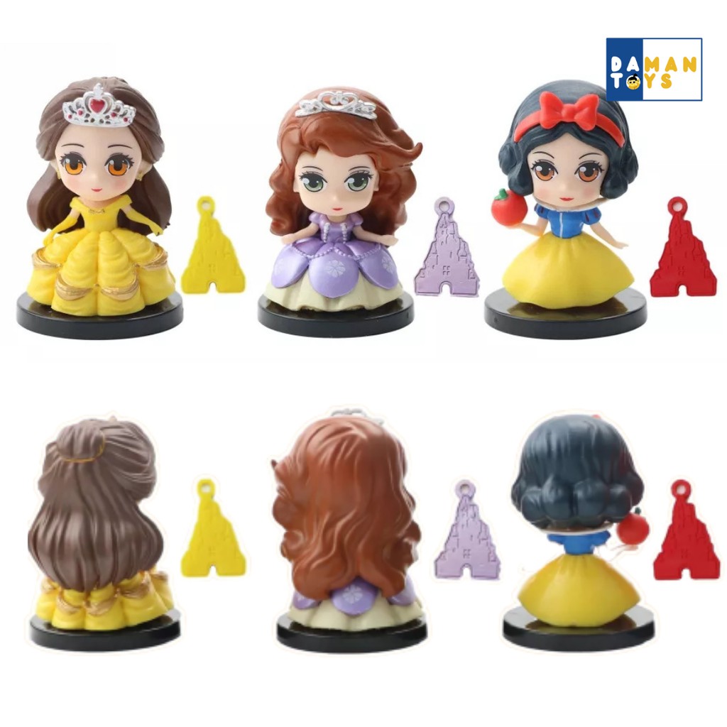 Figure Set 6 Princess Disney Mainan Pajangan Miniatur Hiasan Topper