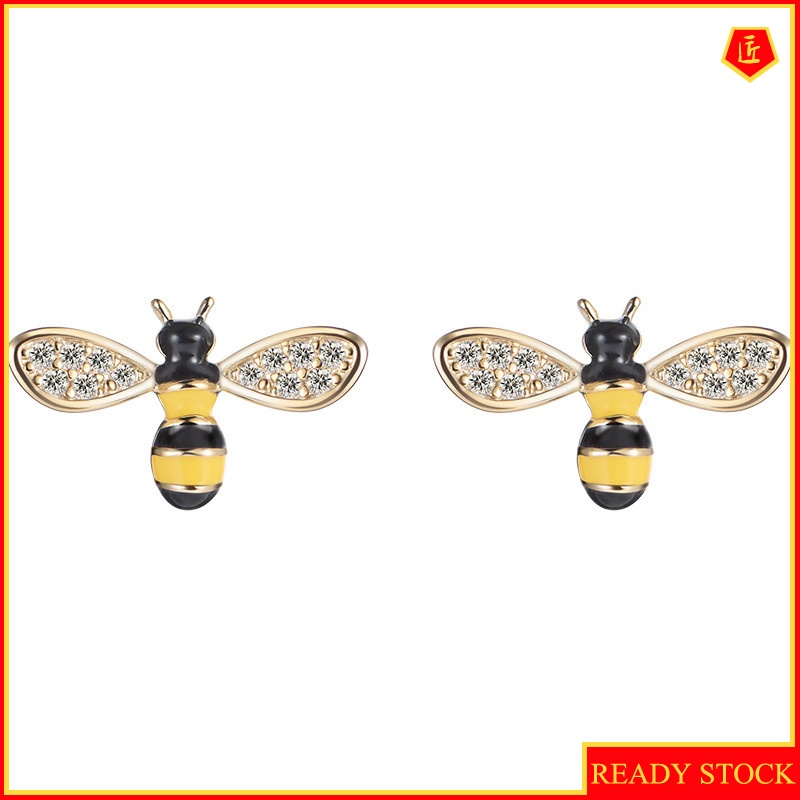 [Ready Stock]Gold Cute Little Bee Ear Studs Female Refined Personalized