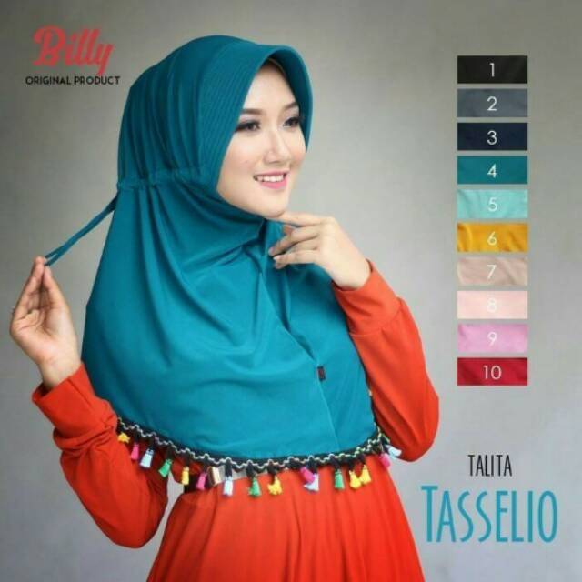 jilbab instan tasselio serut belakang pad antem renda tassel /khimar simple