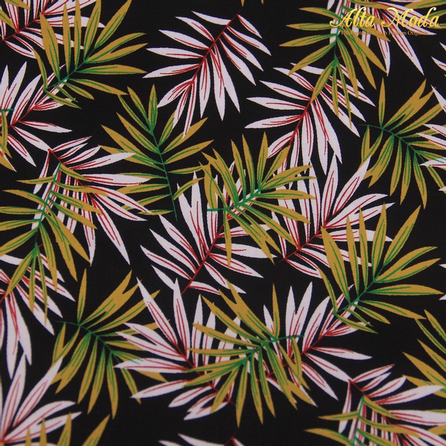 

Alta Moda Katun Stretch Hitam Motif Daun Kelapa Kuning Pink (1M)