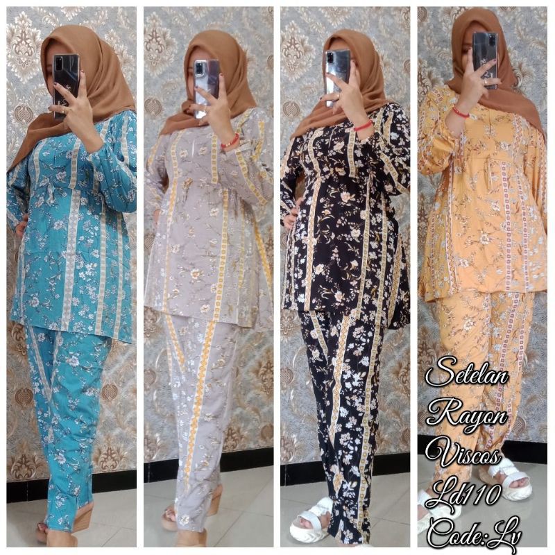 One Set Flower Rayon Viscose Kekinian