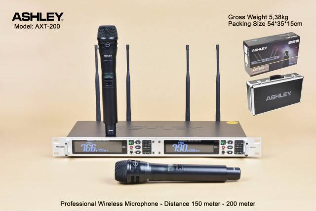 Mic wireless ashley AXT 200.wireless micropone UHF display digital