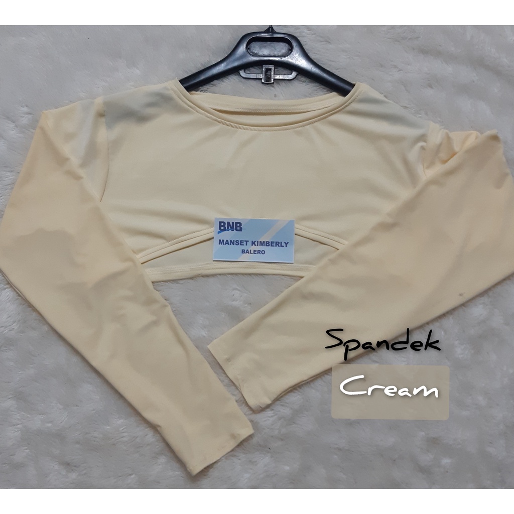 Manset Kimberly Hansock Spandek Jersey Manset Sambung Balero Baju Manset Lengan Panjang Terbaru Size Fit XL Seri Hitam-cream