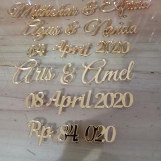 SEHARI JADI Akrilik Mahar/Akrilik Nama Pengantin/Akrilik Gold/Nama Pengantin/Hiasan Mahar NAMA CUTTING AKRILIK GOLD / NAMA AKRILIK / HURUF AKRILIK