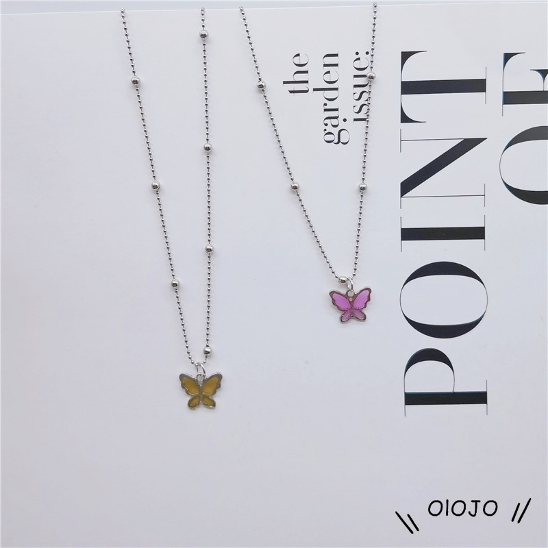 Korea Kupu-kupu Liontin Kalung Perhiasan Yang Indah Hadiah Pesta Aksesoris Fashion - ol