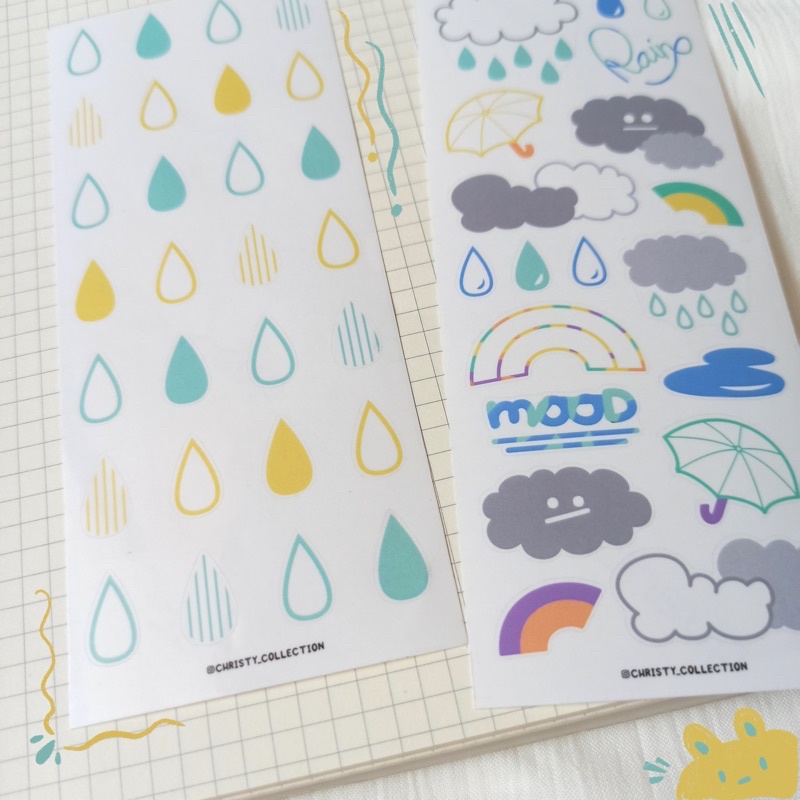 

Rain Sticker | Sticker Transparan | Sticker Deco | Sticker Journaling