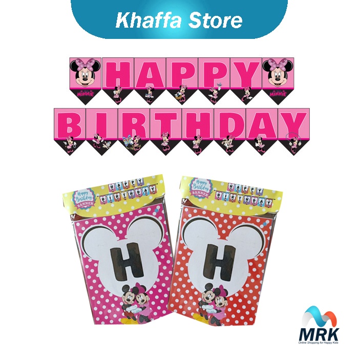 Paket Banner Ulang Tahun Bunting Flag Polkadot Anak Perempuan