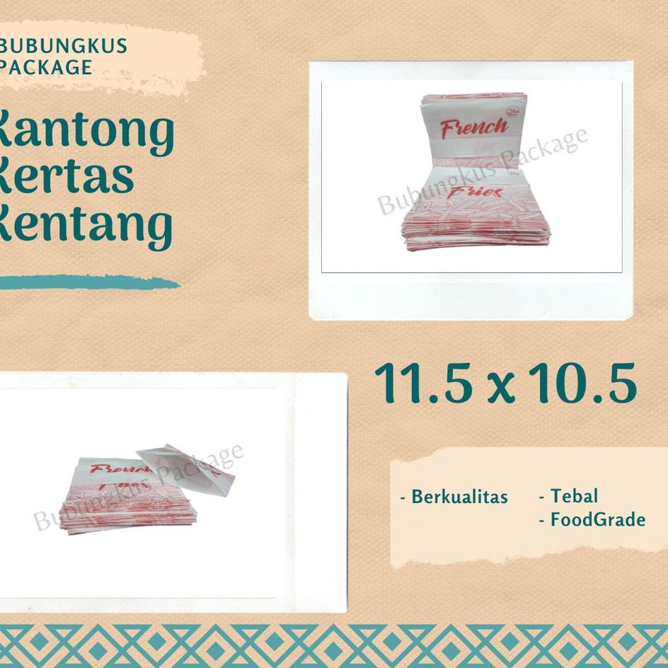 

✯ Kantong Kentang Isi 100pcs / French Fries Flatbag / Kantong French Fries / Kantong Kertas Kentang ♂