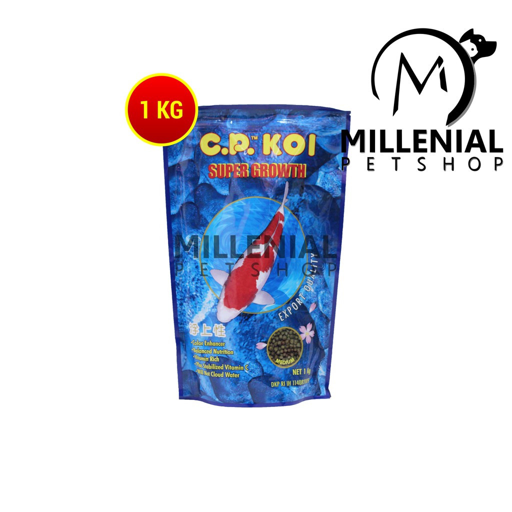 Makanan Ikan Koi Hias C.P Koi 1kg CP Koi Fish Food Super Growth Size M