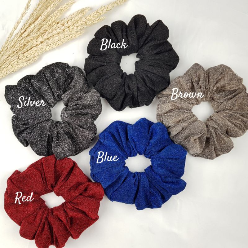 Scrunchie Babat Glitter JUMBO Scrunchies Ikat Rambut Kunciran Cepol Mewah