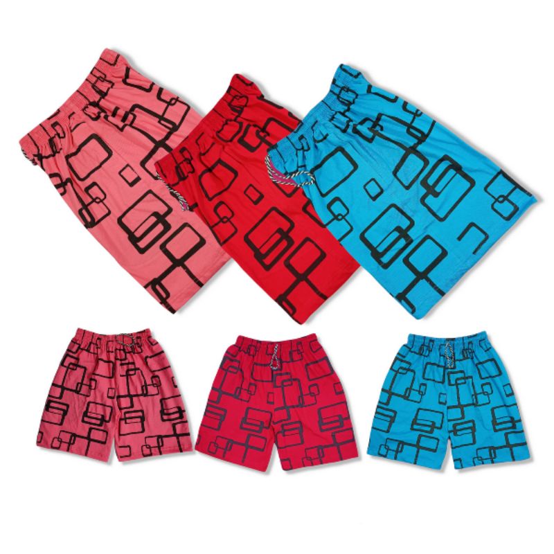 CELANA KOLOR PENDEK BOXER SANTAI WANITA CELANA  MOTIF BAHAN KAOS