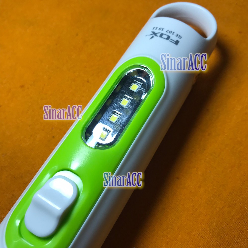 Senter fox 108 FOX GE107 cas + emergency flash light charge rechargeable colok