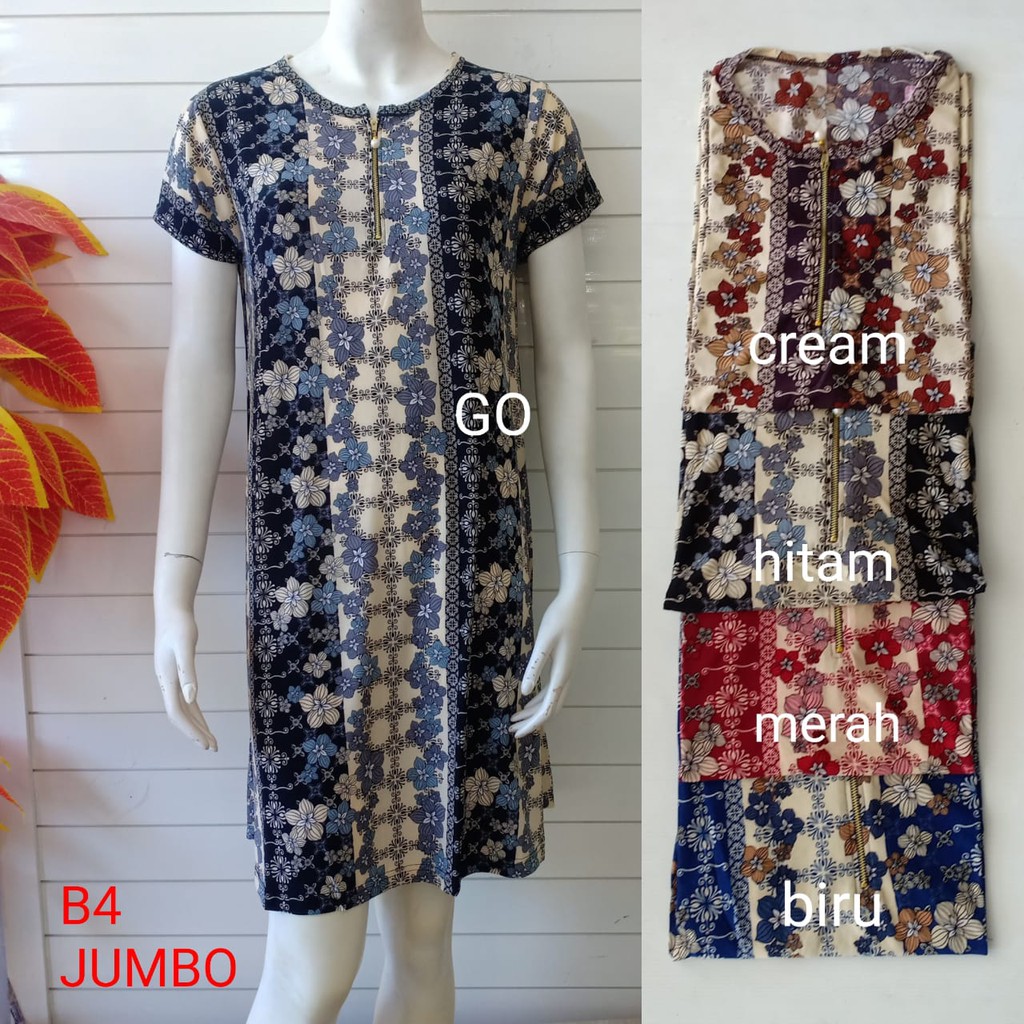 gof SR DASTER/DRESS JUMBO Wanita Casual Motif Polos Pakaian Perempuan Lengan Pendek