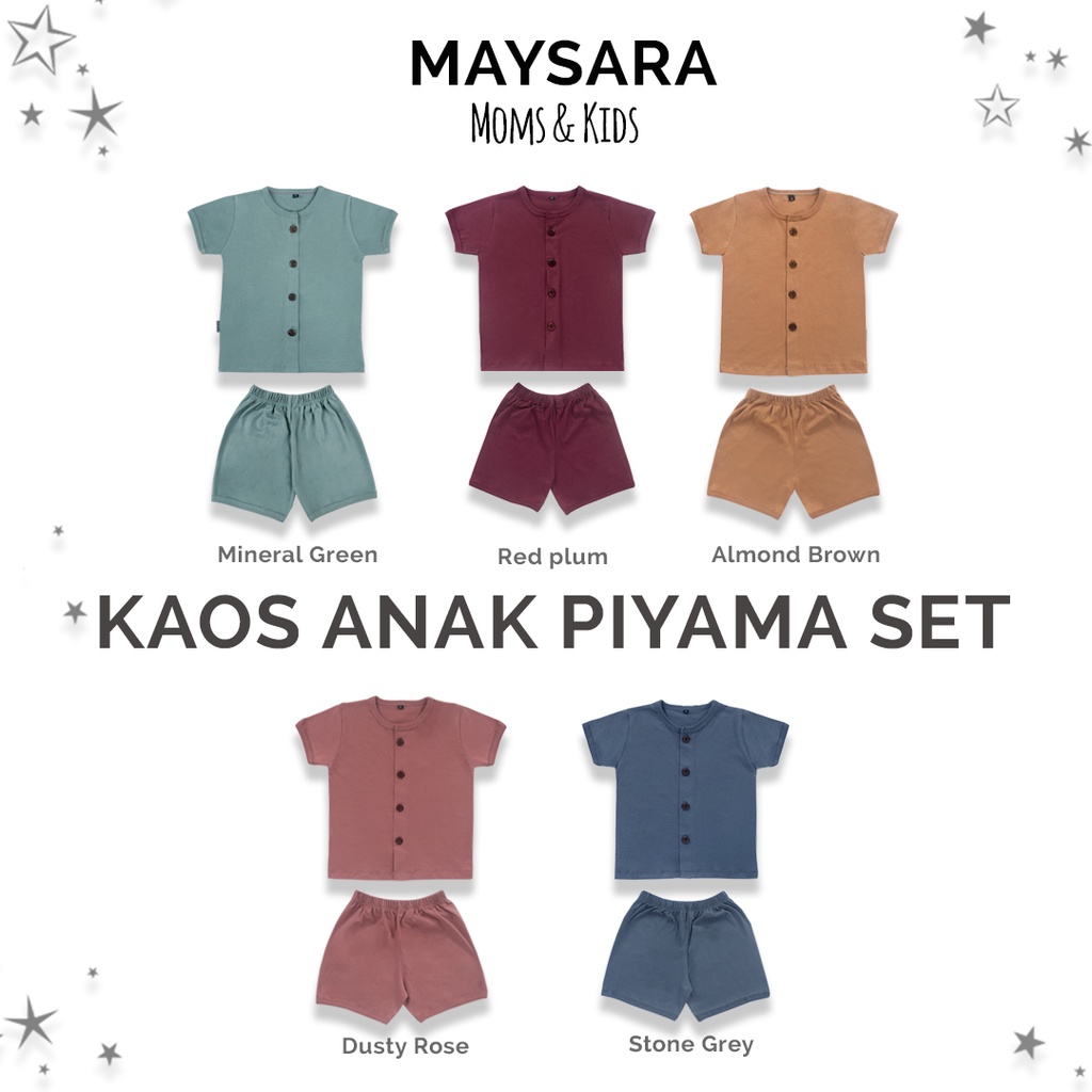 Kaos Anak Kancing Piyama Set Laki Perempuan 1 2 3 4 5 Tahun Balita