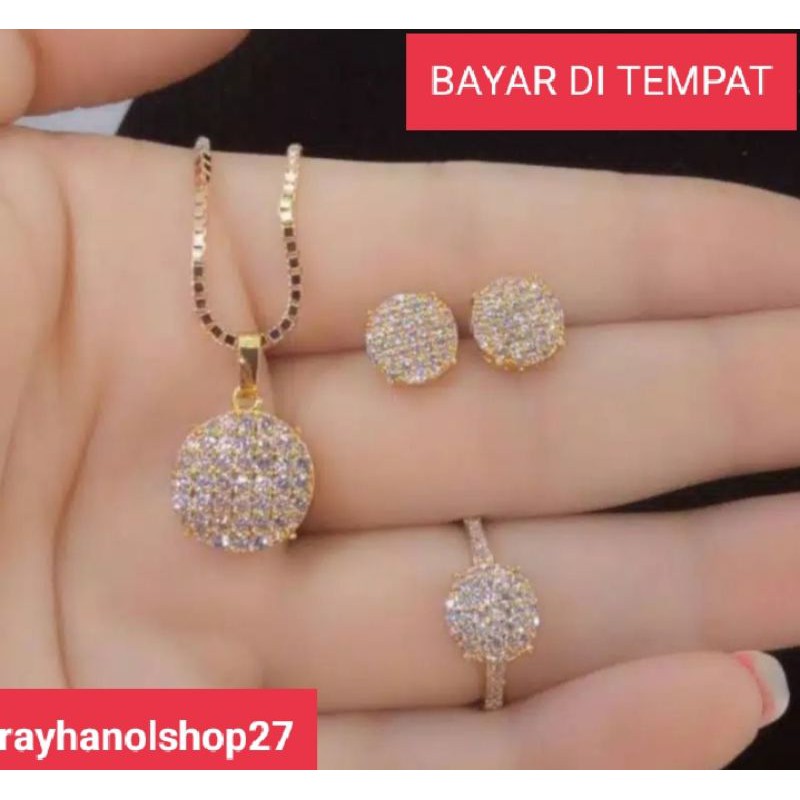 Set perhiasan permata gold cantik termurah lapis emas 23k