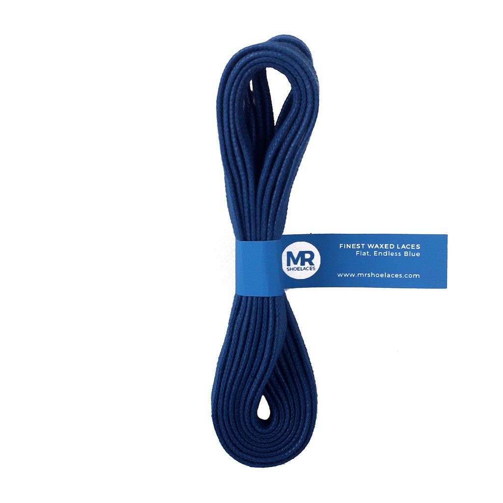 MR Shoelaces FT21 Endless Blue - Tali Sepatu Lilin 6-7mm Gepeng Flat Pipih (Waxed Laces)