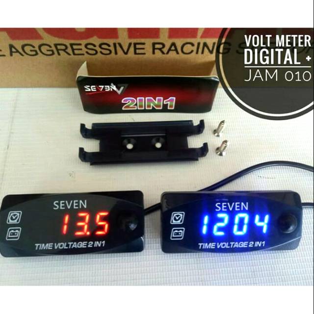 VOLTMETER AKI PLUS JAM WATERPROOF