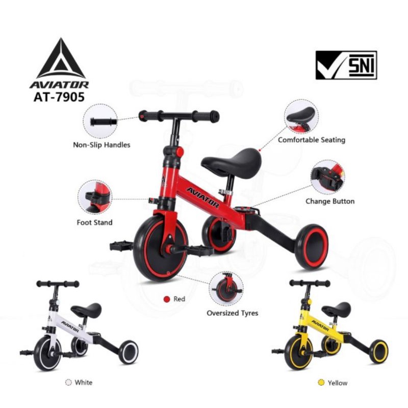 Sepeda Anak Roda Tiga PushBike / Balance Bike Aviator