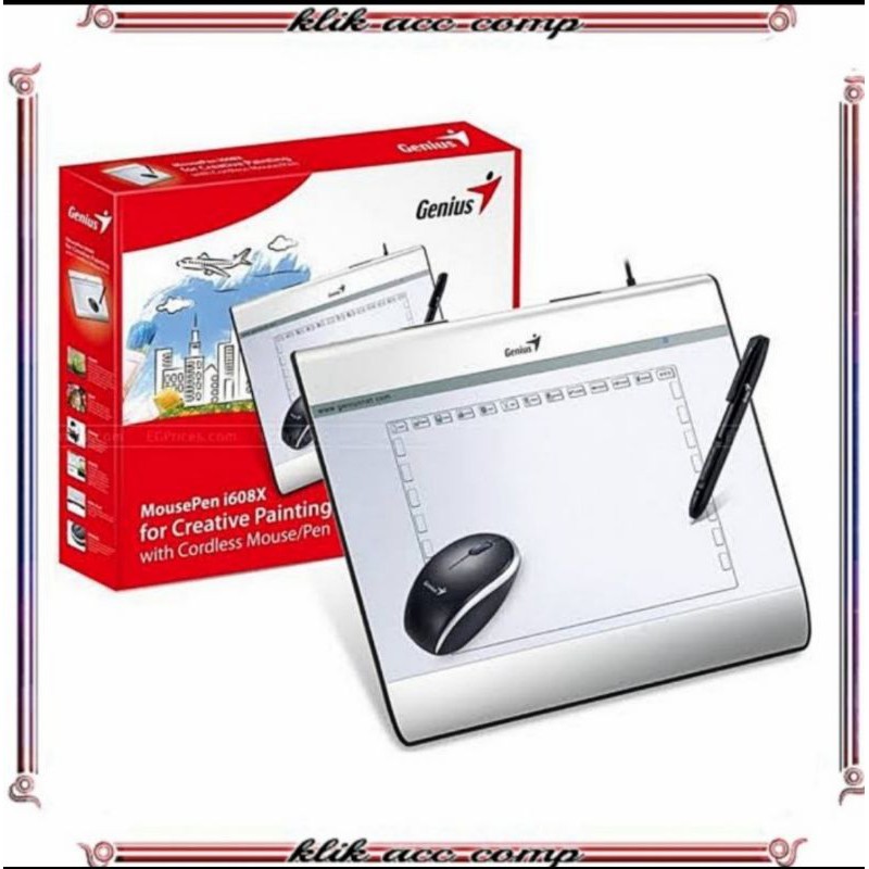 GENIUS Drawing Tablet Mouse Pen i608X With Cordless Mouse/Pen