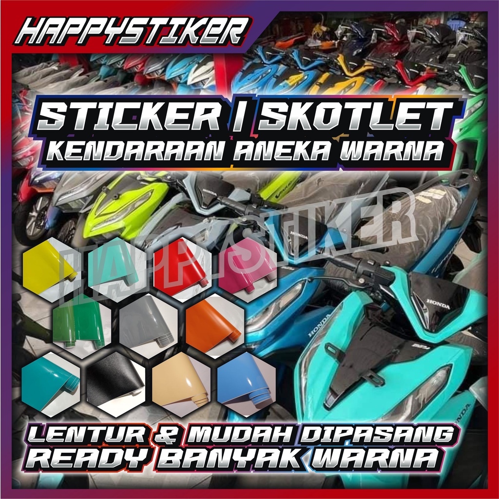 Sticker Skotlet Motor / Sticker warna / Skotlet warna Lengkap / Skotlet hitam / skotlet merah / skot