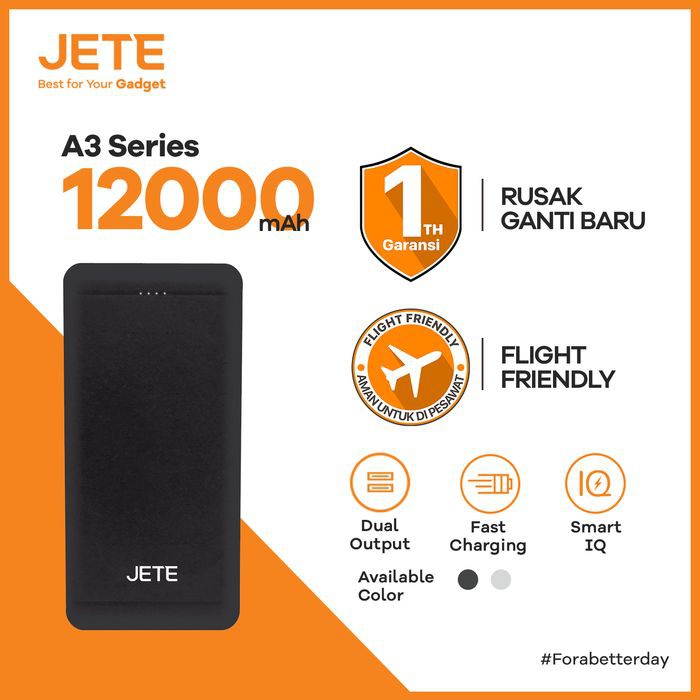 JETE A3 12.000MAH POWERBANK GARANSI RESMI JETE TERMURAH