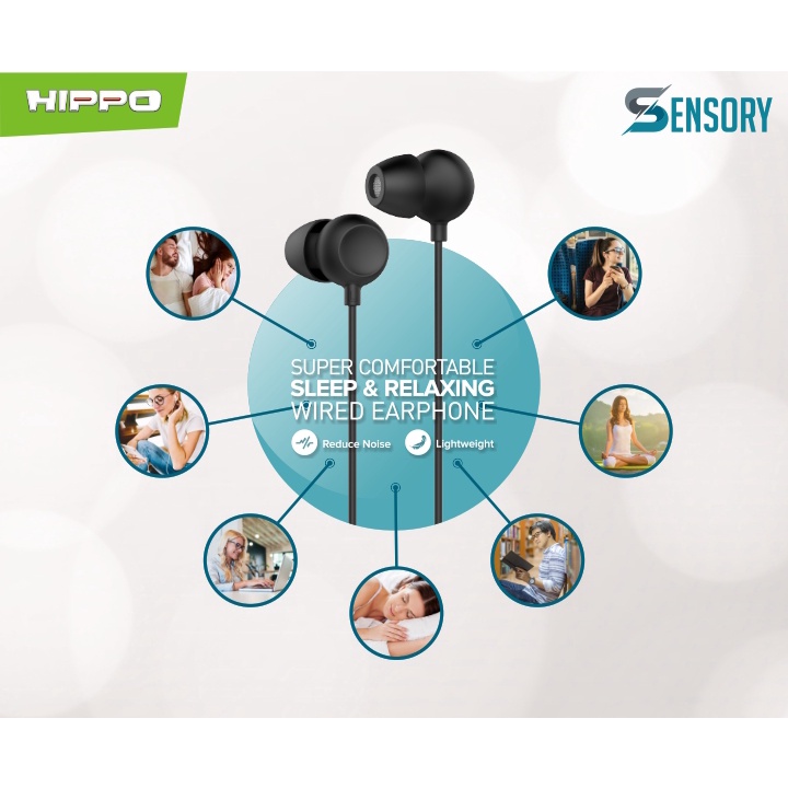 Hippo Headset Sensory Super Bass Jack 3.5mm Wired Handsfree Android Original Earbuds Earphone