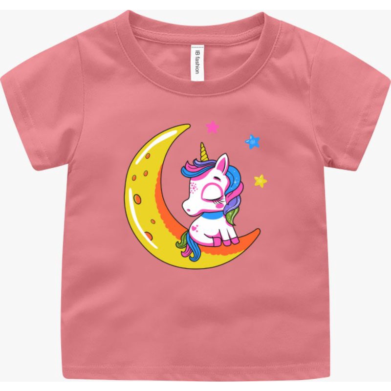 Kaos Anak Perempuan Umur 2 Sampai 10 tahun Unicorn Bulan T shirt Anak Cewek Baju Oblong Anak