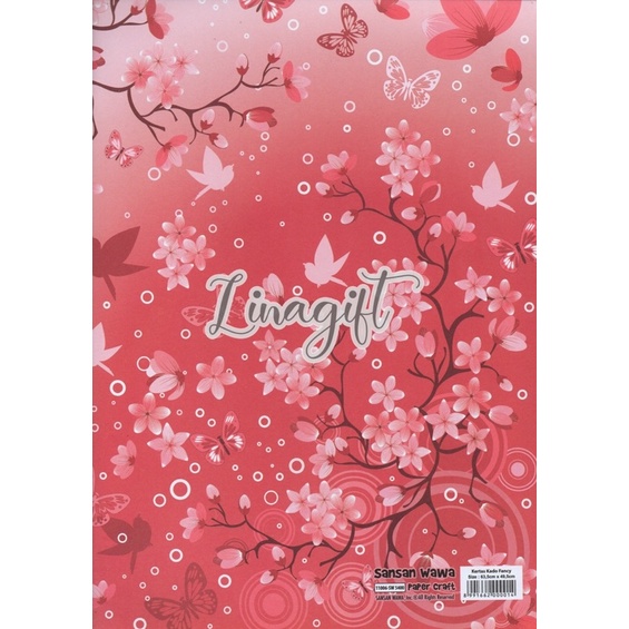 ( 5 Lembar ) IMLEK SANWA - Limited Edition! KERTAS KADO CHINESE NEW YEAR - GIFT WRAP PAPER RED YELLOW GOLD - FLOWER GOOD LUCK EDISI SPECIAL BUNGA SAKURA