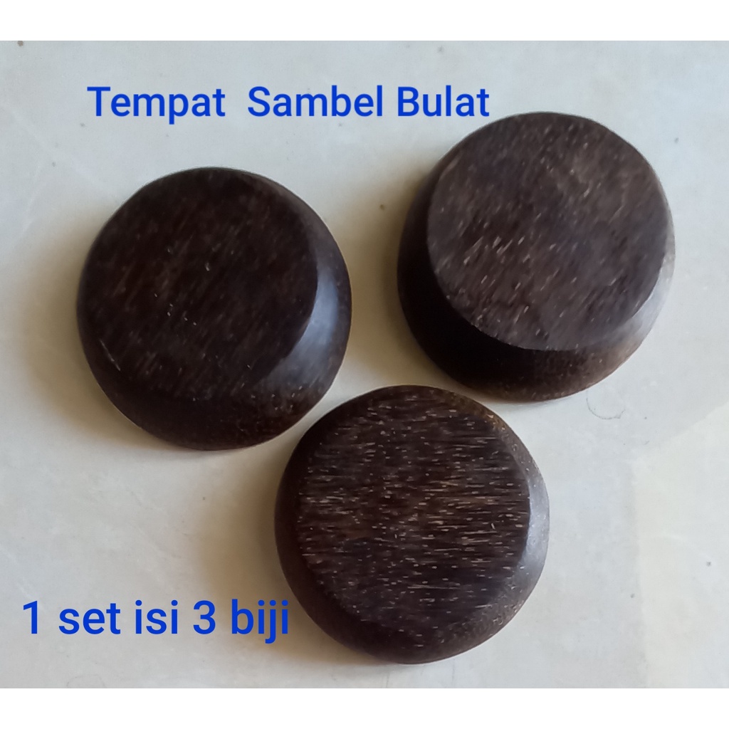 Termurah Tempat Sambel  Bulat Kayu Aren isi  3