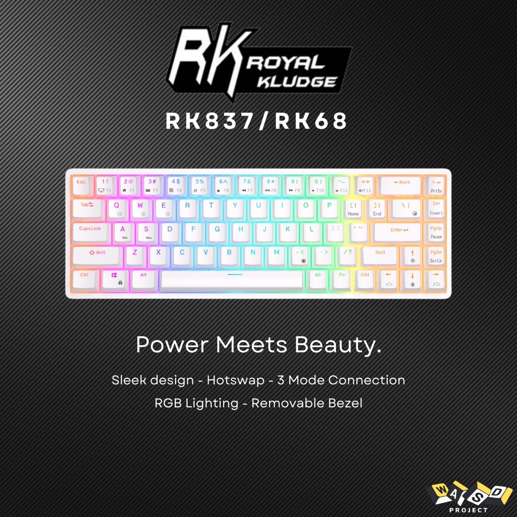 ROYAL KLUDGE RK68 Mechanical Keyboard | 65% Layout | Hotswap | 3 Mode