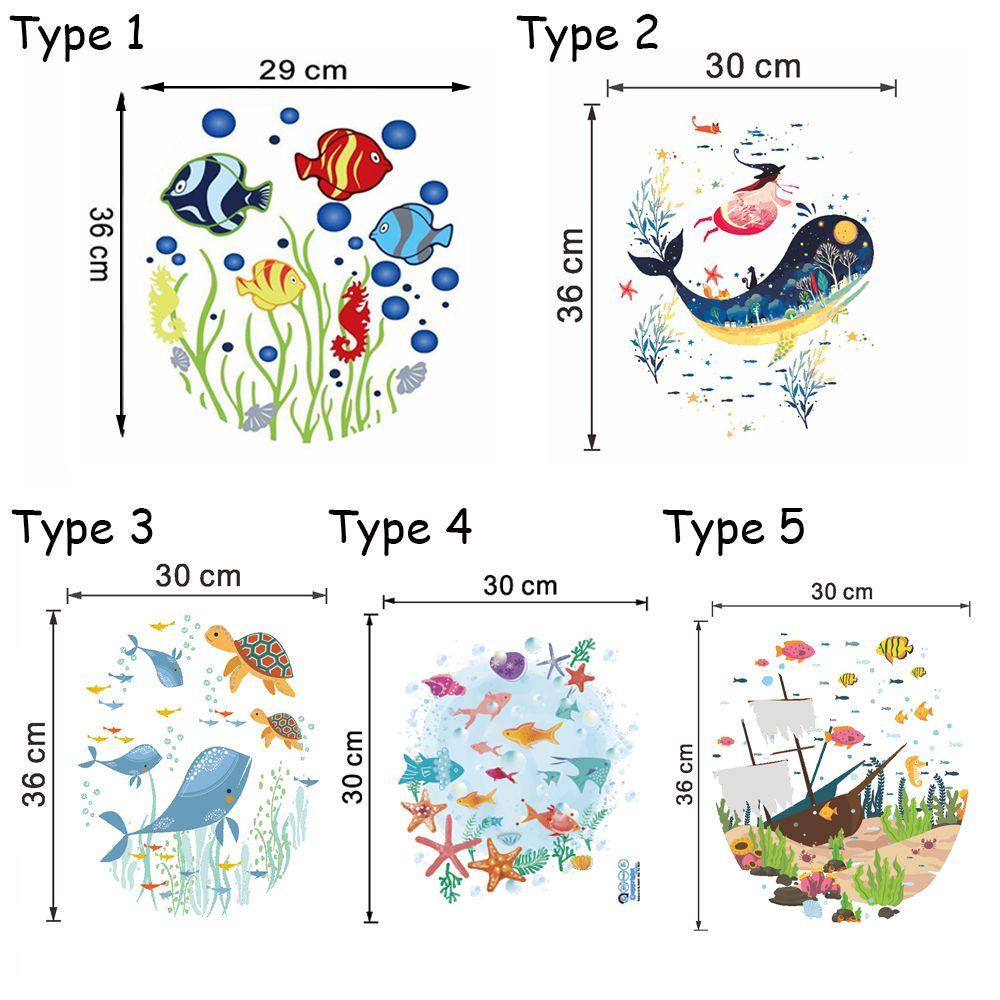 Suyo Stiker Dinding Dengan Bahan Tahan Air Dan Gambar Pemandangan Bawah Laut Untuk Dekorasi Kamar Mandi