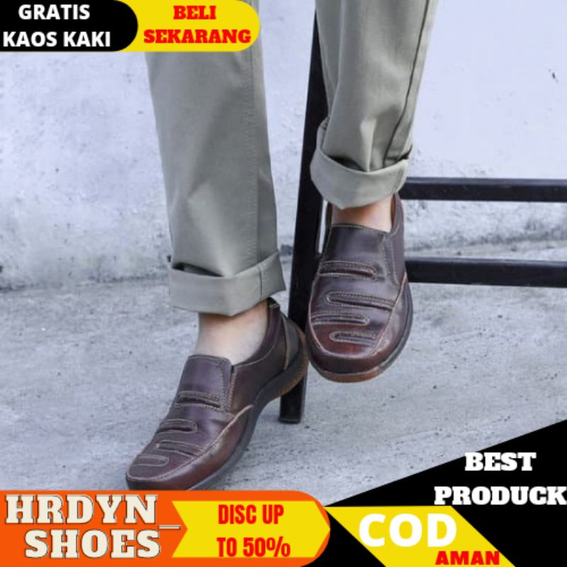 COD Sepatu Pria Pantofel Kulit Sapi Asli Formal Kerja Santai Nongkrong Gaya Baraya Original Cevany